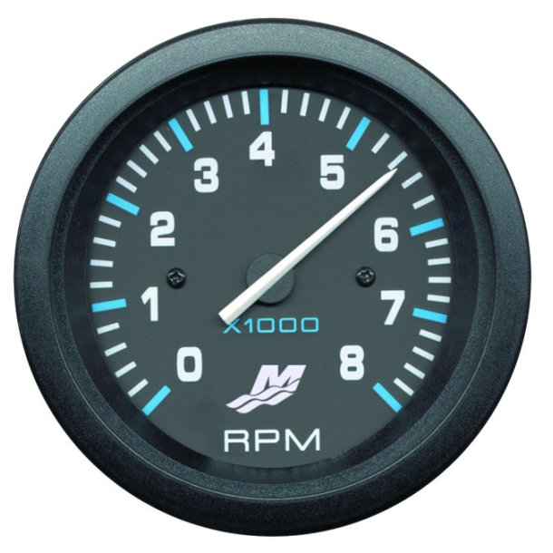 TACHOMETER KIT (0-8000 RPM) Black Face, Blue Graduations, Black Bezel