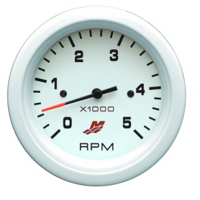 TACHOMETER KIT (0-5000 RPM) White Face, Black Graduations, White Bezel