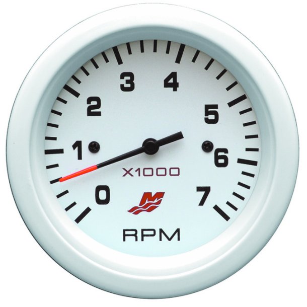 TACHOMETER KIT (0-7000 RPM) White Face, Black Graduations, White Bezel