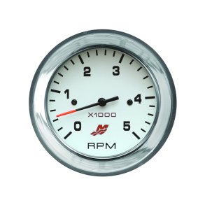 TACHOMETER KIT (0-5000 RPM) White Face, Black Graduations, Chrome Bezel