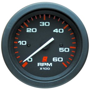 TACHOMETER KIT (0-6000 RPM) Black Face, Red Graduations, Black Bezel
