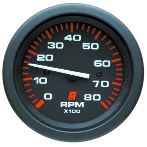 TACHOMETER KIT (0-8000 RPM) Black Face, Red Graduations, Black Bezel