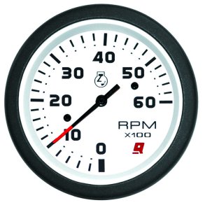 TACHOMETER KIT (0-6000 RPM) White Face, Black Graduations, Black Bezel