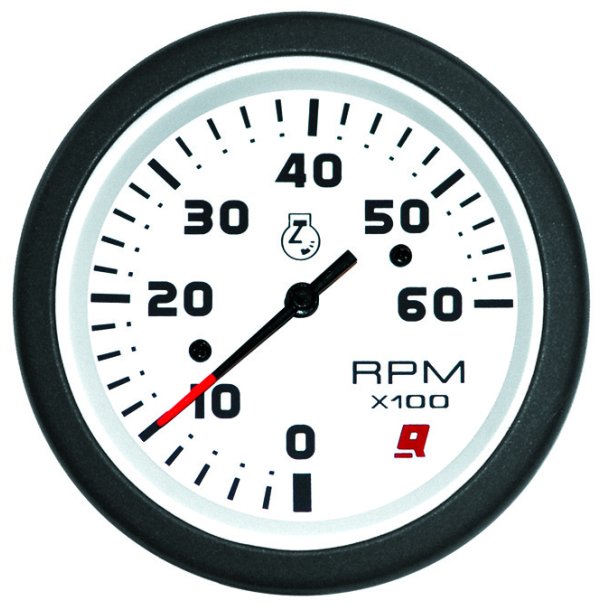 TACHOMETER KIT (0-6000 RPM) White Face, Black Graduations, Black Bezel