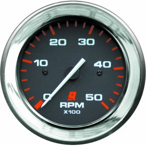 TACHOMETER KIT (0-5000 RPM) Black Face, Red Graduations, Chrome Bezel