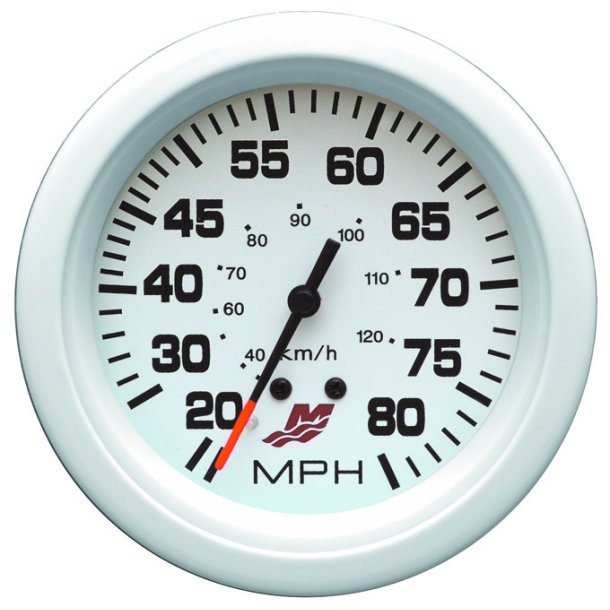 SPEEDOMETER KIT (0-80 MPH) White Face, Black Graduations, White Bezel
