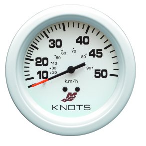SPEEDOMETER KIT (10-50 Knots) White Face, Black Graduations, White Bezel