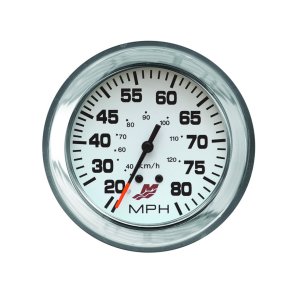 SPEEDOMETER KIT (0-80 MPH) White Face, Black Graduations, Chrome Bezel