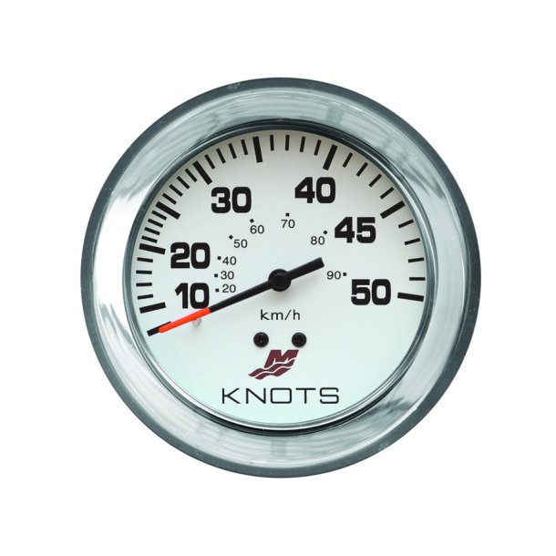 SPEEDOMETER KIT (10-50 Knots) White Face, Black Graduations, Chrome Bezel