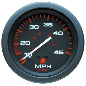 SPEEDOMETER KIT (10-45 MPH) Black Face, Red Graduations, Black Bezel