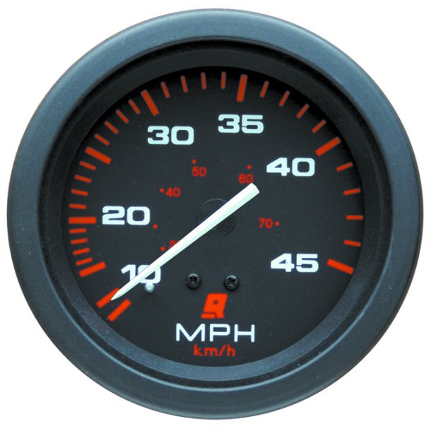 SPEEDOMETER KIT (10-45 MPH) Black Face, Red Graduations, Black Bezel