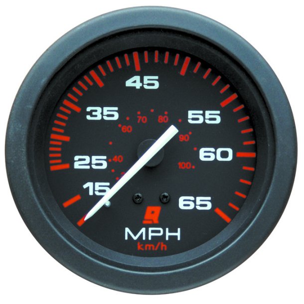 SPEEDOMETER KIT (10-65 MPH) Black Face, Red Graduations, Black Bezel