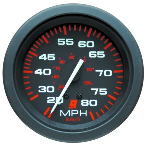 SPEEDOMETER KIT (0-80 MPH) Black Face, Red Graduations, Black Bezel