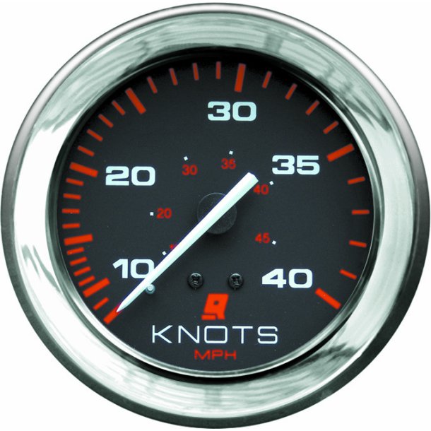 SPEEDOMETER KIT (10-40 Knots) Black Face, Red Graduations, Chrome Bezel