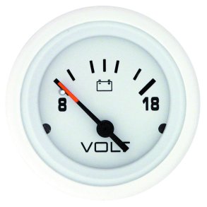 VOLTAGE GAUGE White Face, Black Graduations, White Bezel