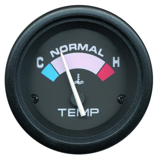 WATER TEMPERATURE GAUGE KIT (100-240 F) Diesel, Black Face, Blue/White Graduations, Black Bezel