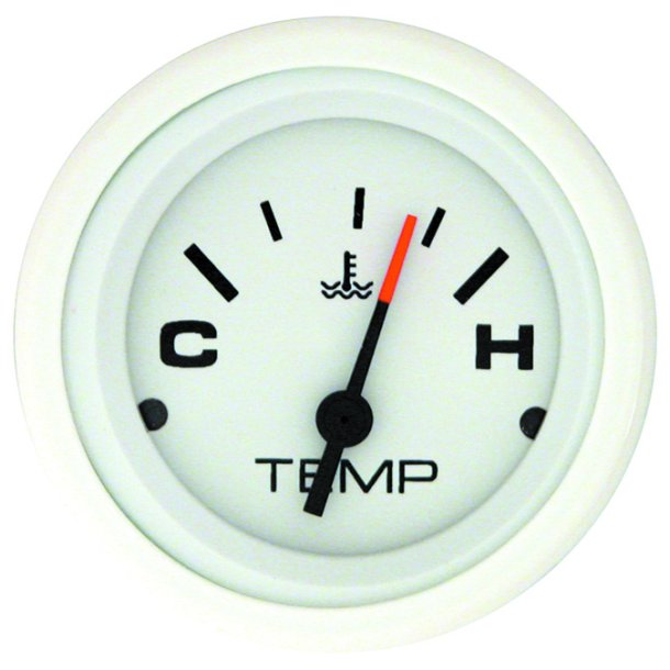 WATER TEMPERATURE GAUGE KIT (60-200 F) White Face, Black Graduations, White Bezel