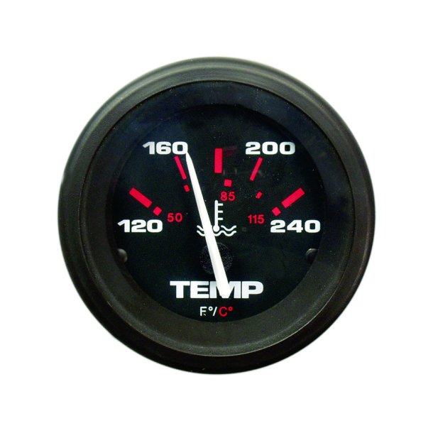 WATER TEMPERATURE GAUGE KIT (100-240 F) Black Face, Red Graduations, Black Bezel
