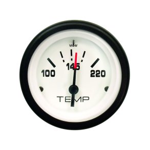 WATER TEMPERATURE GAUGE KIT (60-220 F) White Face, Black Graduations, Black Bezel