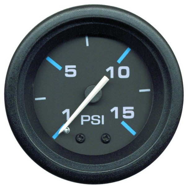 GAUGE Water Pressure (1-15 PSI) Black Face, Blue Graduations, Black Bezel