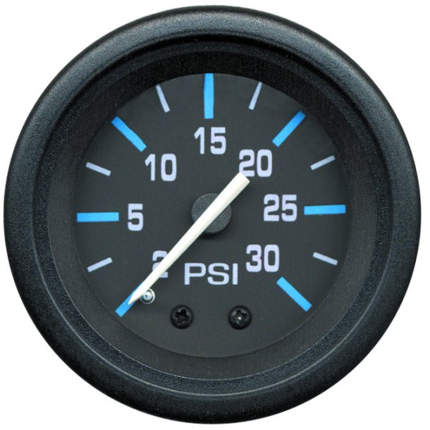 GAUGE KIT Water Pressure (2-30 PSI) Black Face, Blue Graduations, Black Bezel