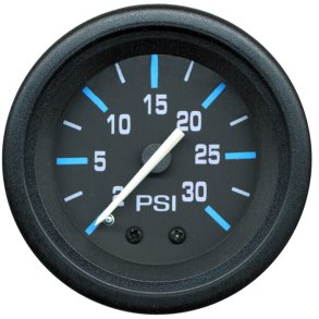 GAUGE Water Pressure (2-30 PSI) Black Face, Blue Graduations, Black Bezel