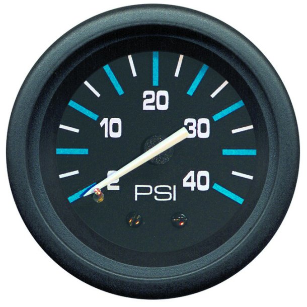 GAUGE Water Pressure (2-40 PSI) Black Face, Blue Graduations, Black Bezel