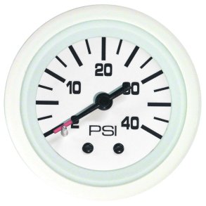 GAUGE KIT Water Pressure (2-40 PSI) White Face, Black Graduations, White Bezel