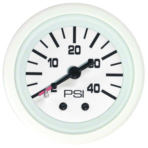 GAUGE KIT Water Pressure (2-40 PSI) White Face, Black Graduations, White Bezel