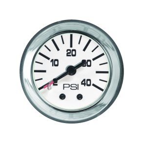 GAUGE KIT Water Pressure (2-40 PSI) White Face, Black Graduations, Chrome Bezel