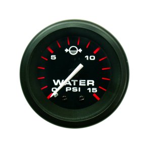 GAUGE KIT Water Pressure (1-15 PSI) Black Face, Red Graduations, Black Bezel