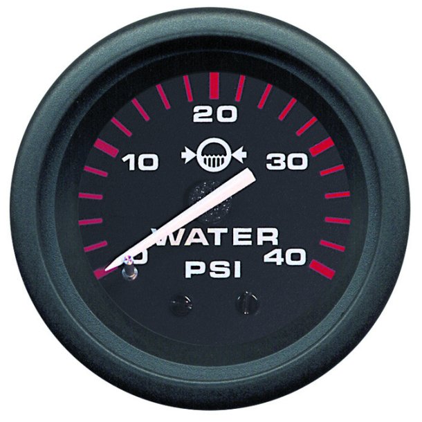 GAUGE Water Pressure (2-40 PSI) Black Face, Red Graduations, Black Bezel