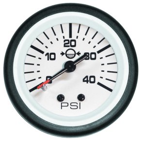 GAUGE KIT Water Pressure (2-40 PSI) White Face, Black Graduations, Black Bezel