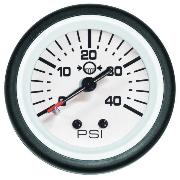 GAUGE KIT Water Pressure (2-40 PSI) White Face, Black Graduations, Black Bezel
