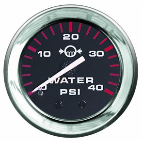 GAUGE KIT Water Pressure (2-40 PSI) Black Face, Red Graduations, Chrome Bezel