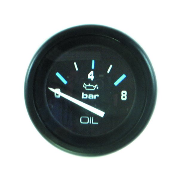 GAUGE Oil Pressure, Black Face, Blue Graduation, Black Bezel
