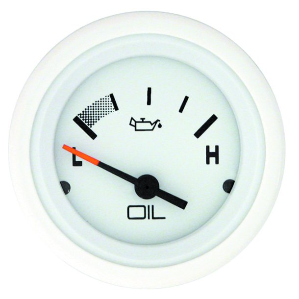 GAUGE Oil Pressure, White Face, Black Graduation, White Bezel