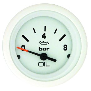 GAUGE Oil Pressure, White Face, Black Graduation, White Bezel