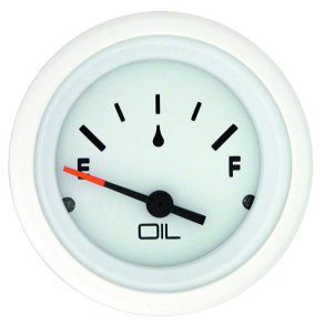 OIL LEVEL GAUGE White Face, Black Graduations, White Bezel