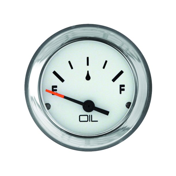 OIL LEVEL GAUGE White Face, Black Graduations, Chrome Bezel