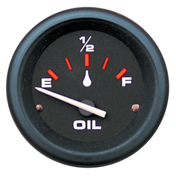 OIL LEVEL GAUGE Black Face, Red Graduations, Black Bezel