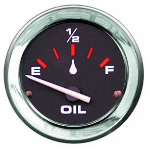 OIL LEVEL GAUGE Black Face, Red Graduations, Chrome Bezel