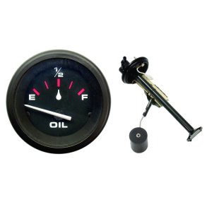 FUEL LEVEL GAUGE Black Face, Red/White Graduations, Black Bezel