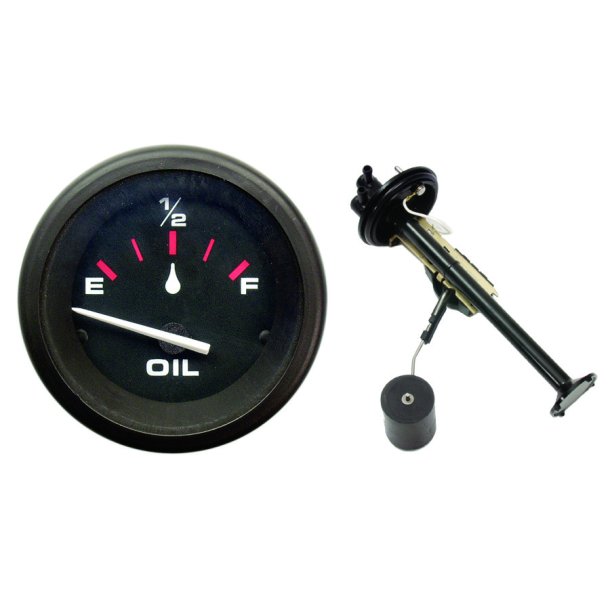 FUEL LEVEL GAUGE Black Face, Red/White Graduations, Black Bezel