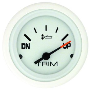 GAUGE Power Trim Indicator, White Face, Black Graduations, White Bezel
