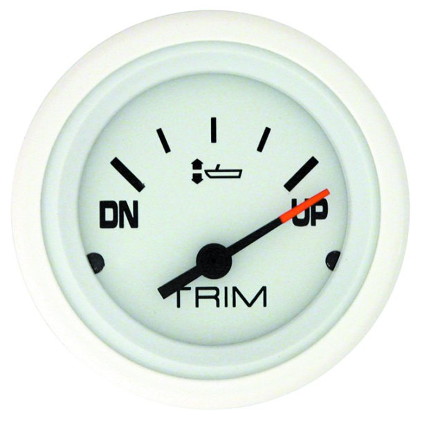 GAUGE Power Trim Indicator, White Face, Black Graduations, White Bezel