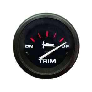 GAUGE Power Trim Indicator, Black Face, Red Graduations, Black Bezel