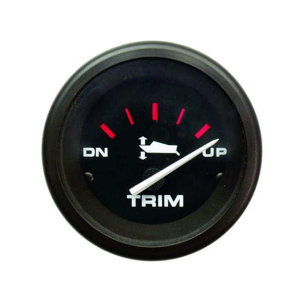 GAUGE Power Trim Indicator, Black Face, Red Graduations, Black Bezel