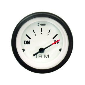 GAUGE Power Trim Indicator, White Face, Black Graduations, Black Bezel