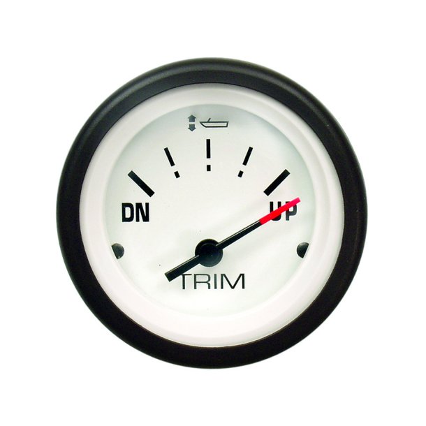 GAUGE Power Trim Indicator, White Face, Black Graduations, Black Bezel